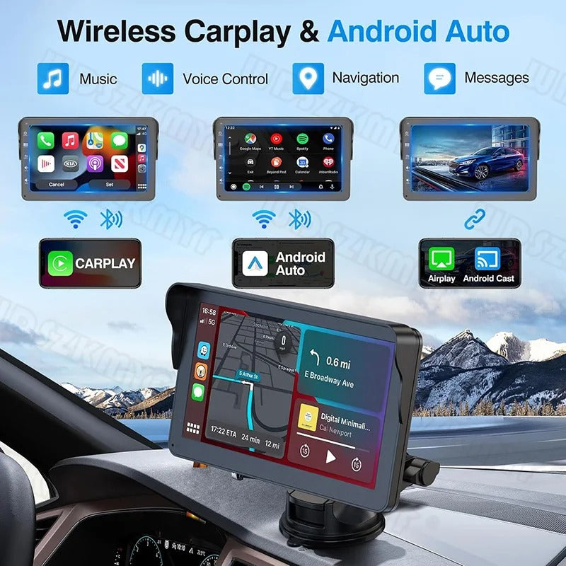 Pantalla Inteligente de 7" con CarPlay y Android