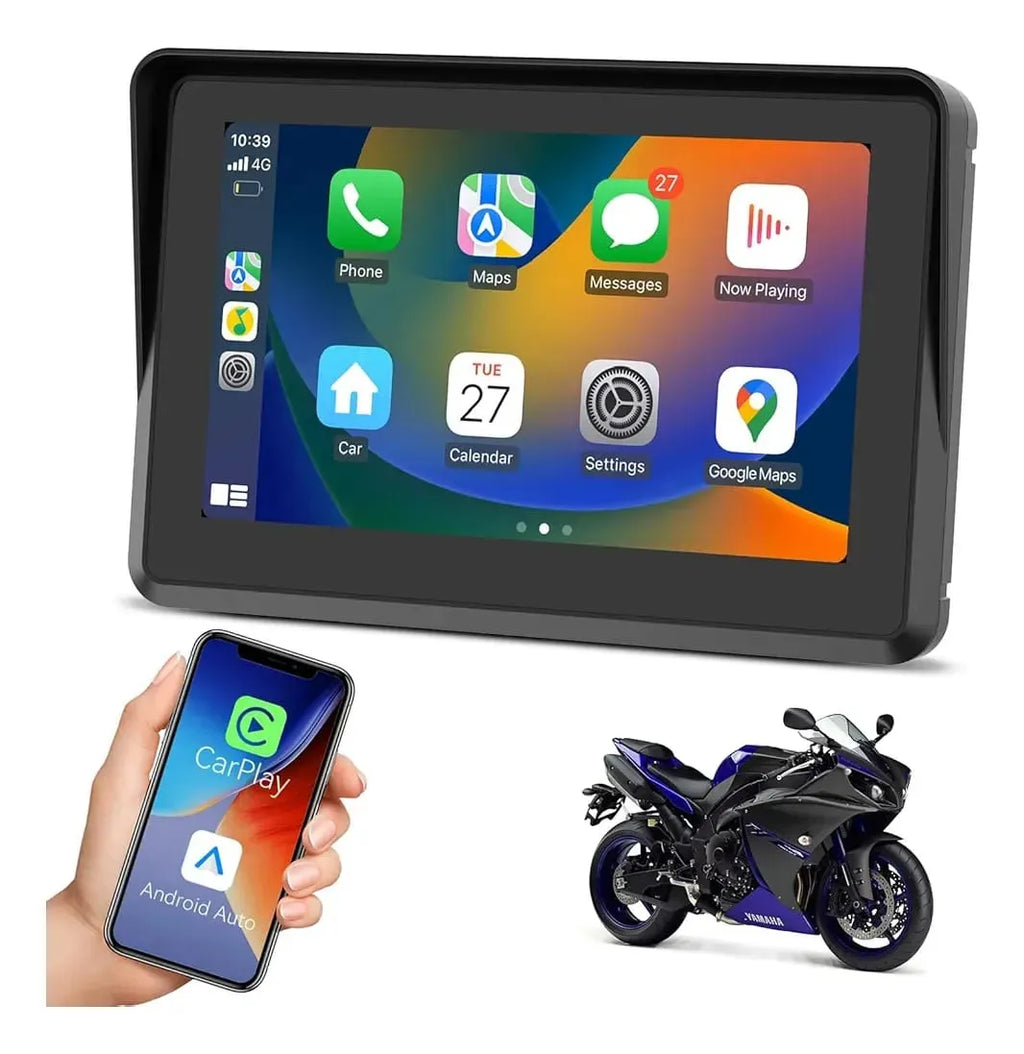 Pantalla Inteligente para Moto 5": CarPlay & Android Auto Inalámbrico